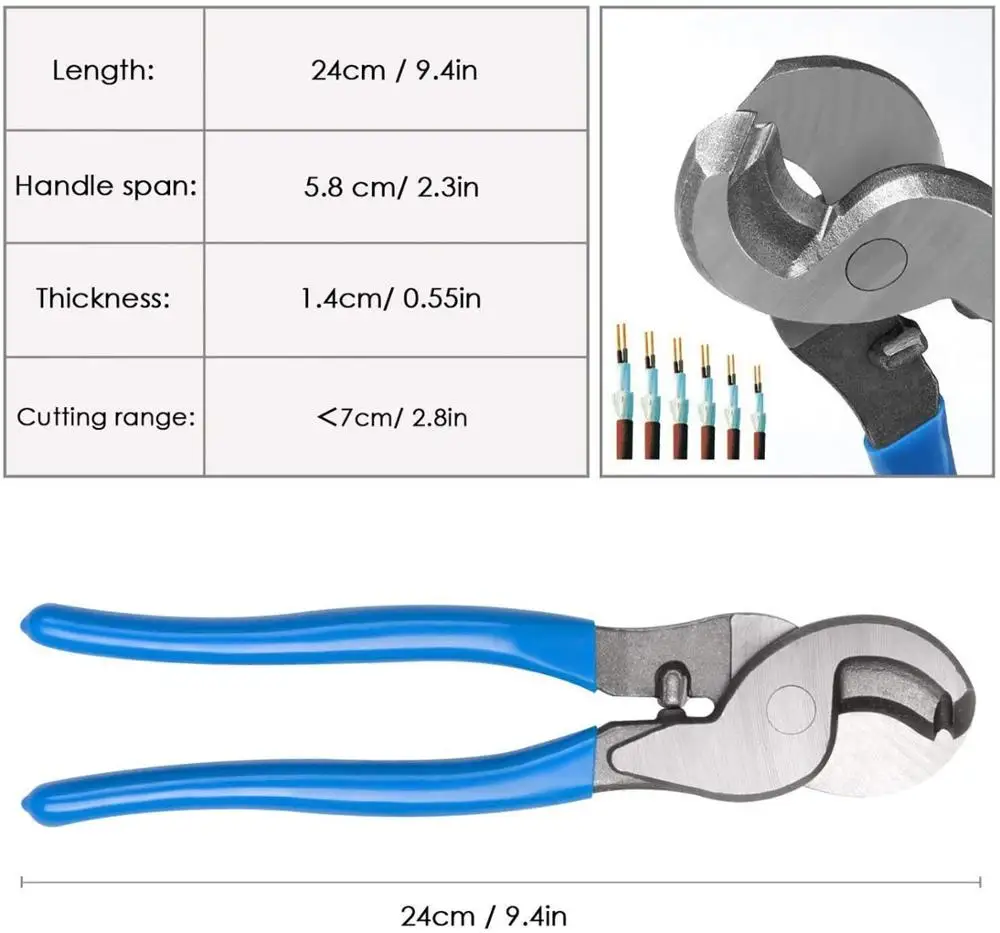 Wire Crimper Battery Cable Crimping Tool for 0, 2, 4, 6, 8, 10 AWG Cable Lug Crimper with Cable Cutter