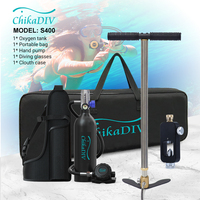 Chikadiv C400 Mini Scuba Diving Tank/Equipment 1L Diving Bottle Oxygen Cylinder Scuba Hand Pump For Snorkeling Buceo