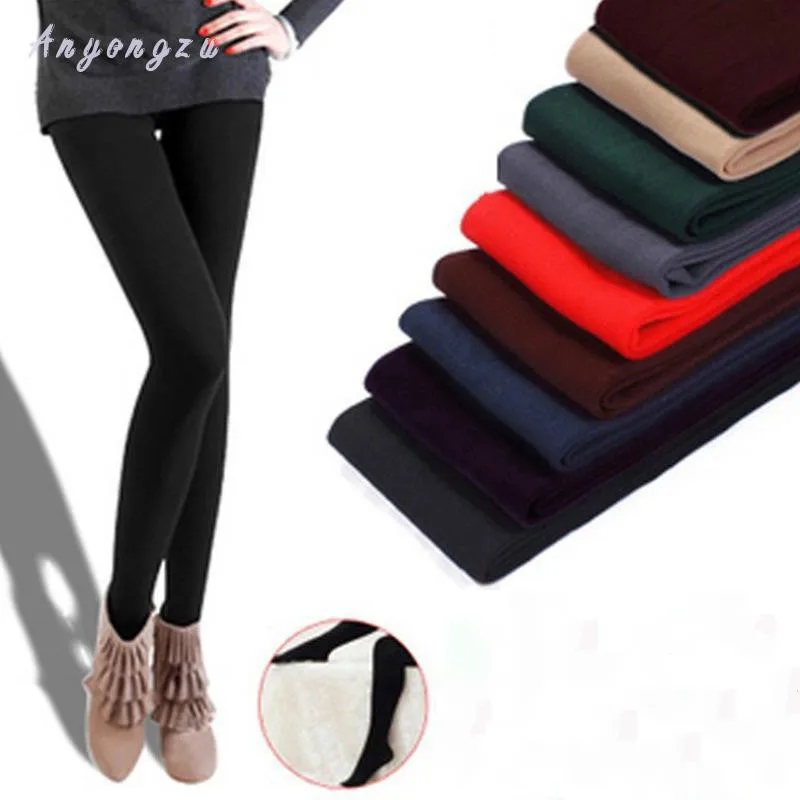 2021 Leggings Warm Vrouwen Warmte Fleece Stretchy Leggings Warme Fleece Gevoerde Slanke Thermische Broek Leggings Casual Korting Inventaris