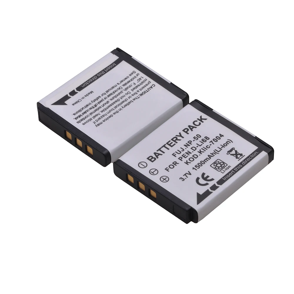 1500mAh NP-50 FNP50 NP50 KLIC-7004 D-Li68 Battery for Fujifilm X10 X20 F50 F75 F665 F775 F900 EXR F505 F305 F85 F200 F100 F50FD.