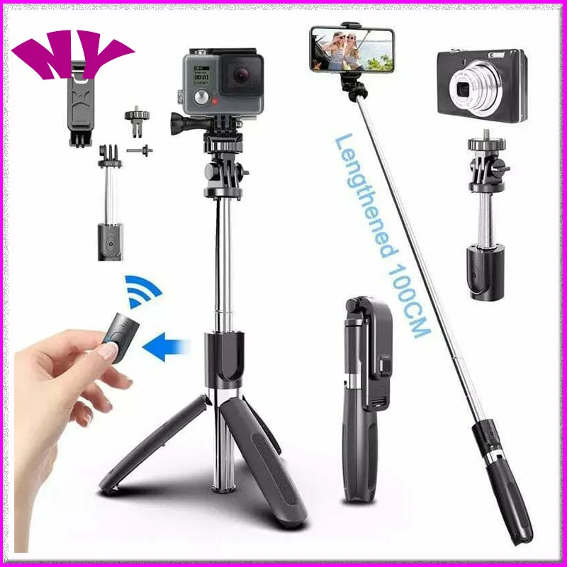 Multi-function Bluetooth Remote Control Self-timer Pole Adjustable Tripod Stand Selfie Stick Phone Live Bracket With LED Light