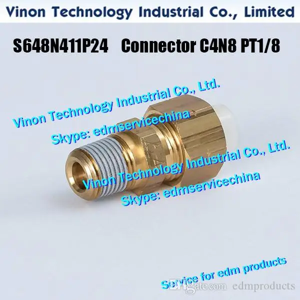 (2pcs/bag) S648N411P24 edm Connector C4N8 PT1/8 for BA8,BA24 34.054.001 2210000769. S648N412P14 Water Pipe Fitting L4