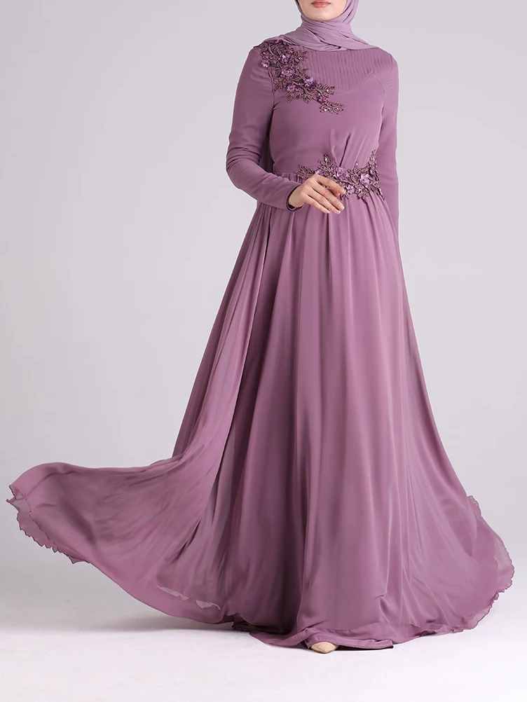 Vestido longo de chiffon, manga longa, vestido de baile muçulmano, 2021, hijab, vestido formal de festa de noite, vestido de arábia saudita, vestido de dubai