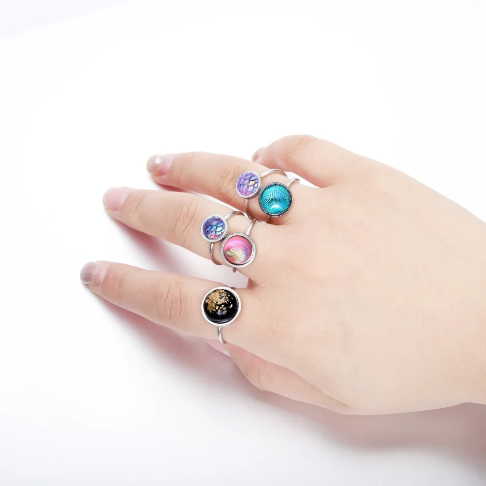 10pcs/lot 4-10 mm Adjustable Ring Settings Base Stainless Steel Glass Cabochons Cameo Settings For DIY Jewelry Making Supplies image 3