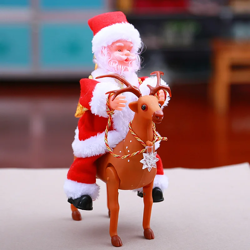 Humanoid Doll Electric Music Santa Claus Riding Elk Children's Toys Parent-Child Interactive Game Christmas Gift for Boy Baby