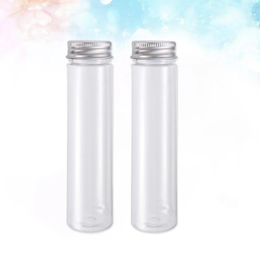 2pcs Flat-bottomed Plastic Clear Test Tubes with Screw Caps Candy Cosmetic Travel Lotion Containers 110ml