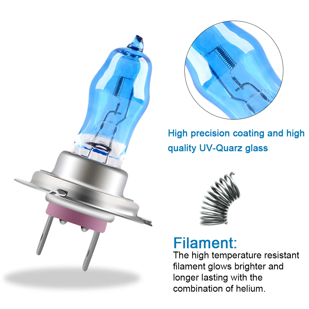 Bombilla halógena superblanca, faro delantero de motocicleta de 100W, 12V, 6000K, H1, H3, H4, H7, H9, H11, 9006, lámpara antiniebla automática, 2