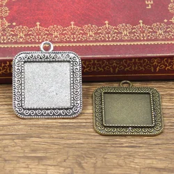 3pcs Cabochon Base Fit Setting Fashion 20mm Inner Size Antique Bronze Silver Color Square Style DIY Jewelry Making Findings