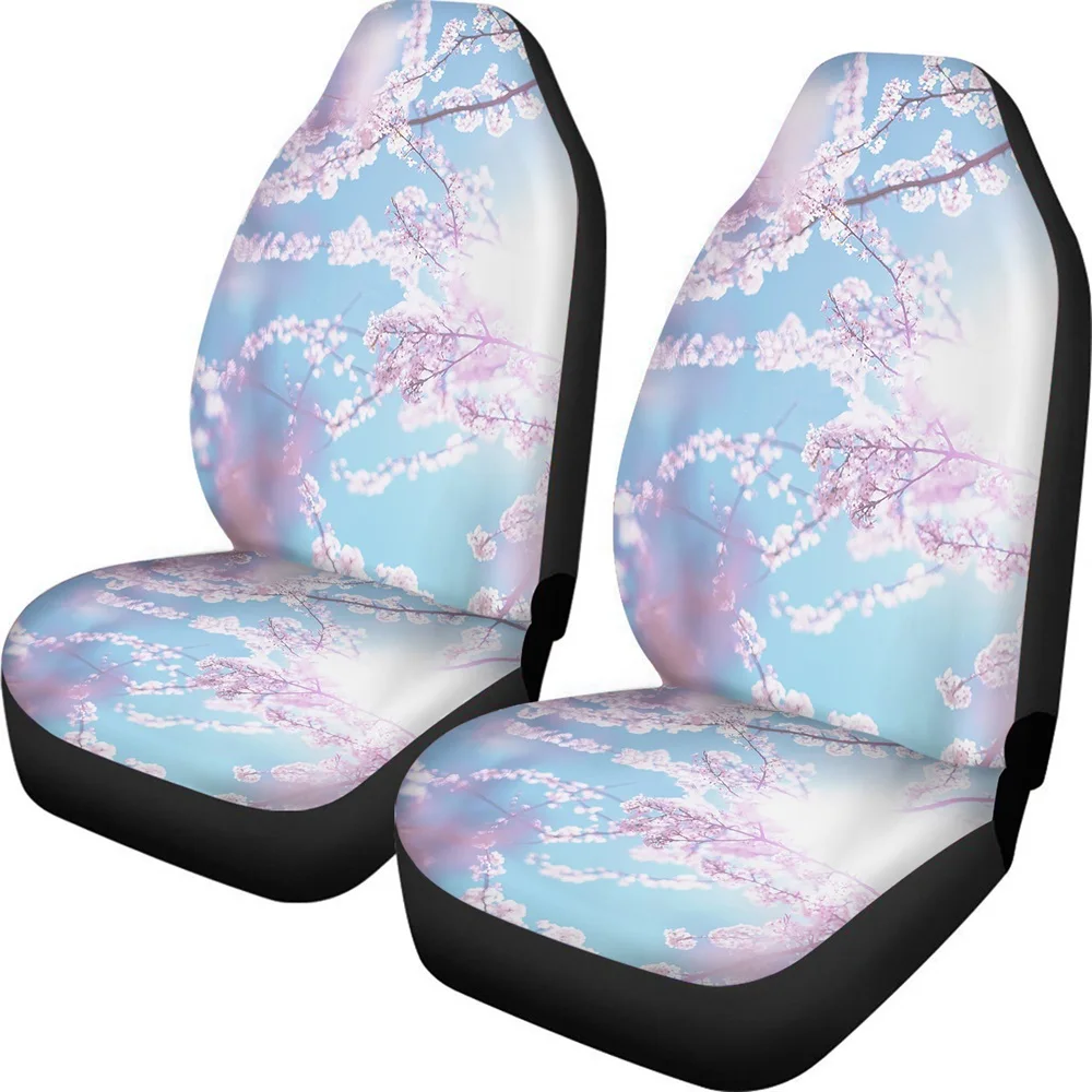 Car Seat Cover 2Pcs Cherry Blossoms Car Front Seat Sheet Print Automotive Seat Cover Car Interior Decor Sheet