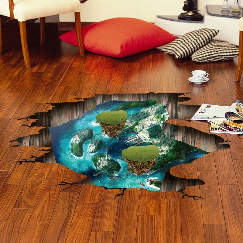 3D broken wall cosmic space wall sticker home decor living room bedroom floor decoration Removable decorative vinyl material XL