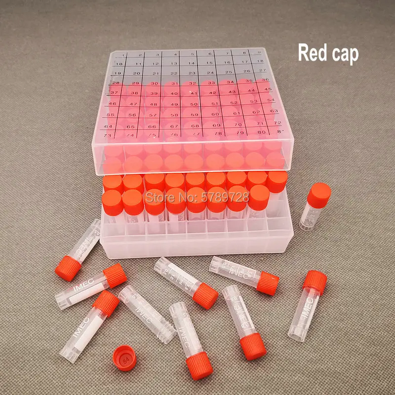 1set include one piece 81- lattice digital code Storage Box for Store Cryovial+81pieces 1.8ml plastic Refrigerating tube