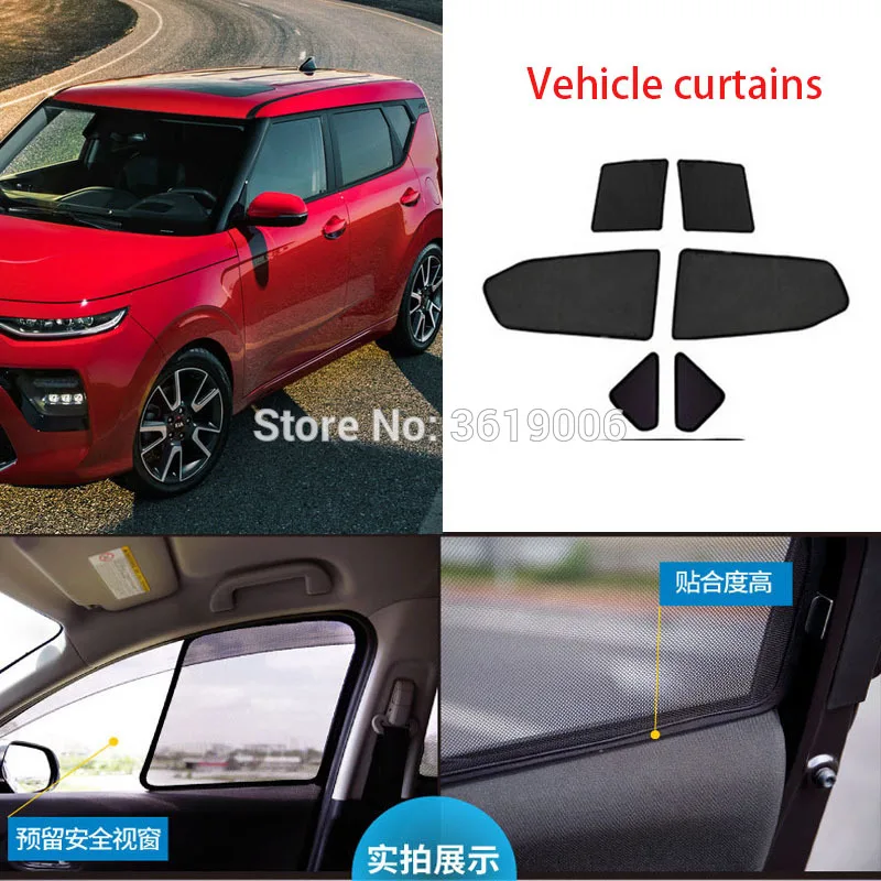 6pcs High-end custom For Kia Soul 10-19 card type magnetic car curtain sun shade car window shade car styling