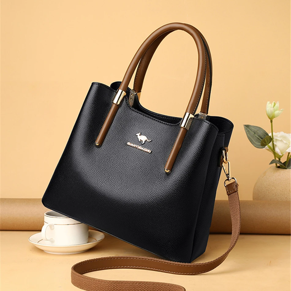 Leather Casual Crossbody Bags for Women 2024 Ladies Luxury Designer Tote Handbag Top-Handle High Quality Shoulder Bag Sac A Main