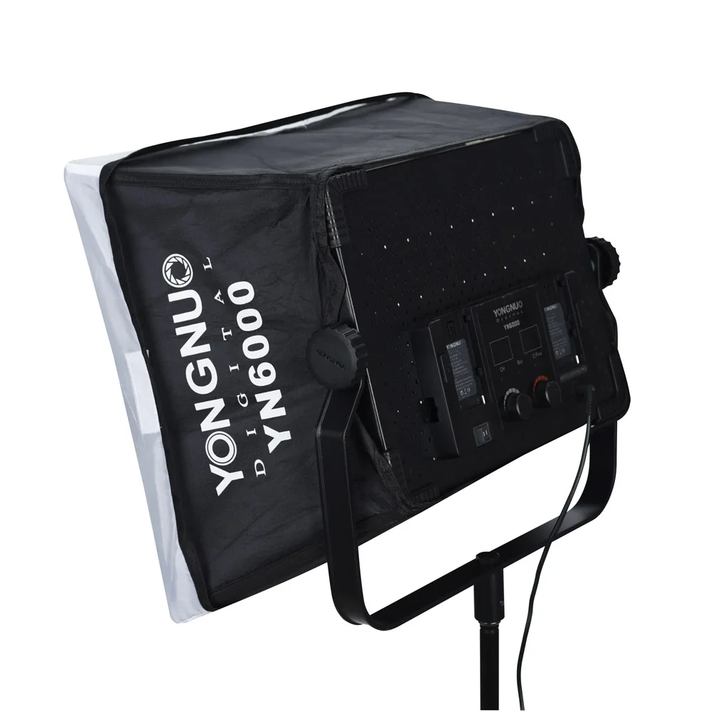 Yongnuo yn6000 pro luz de vídeo led 3200-5500k 50w lâmpada de estúdio de fotografia painel de luz grande com softbox para maquiagem/tiktik/vlog
