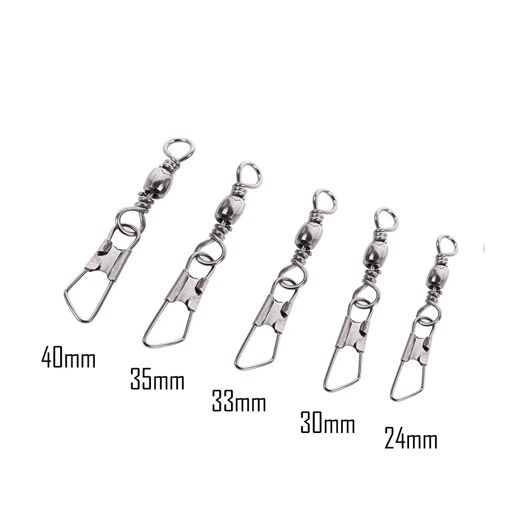 New 100PCS/pack Brass Barrel Fishing Swivels Solid Rings Fishing Pin Line Connector with Interlock Snap Swivels Tackle Tool