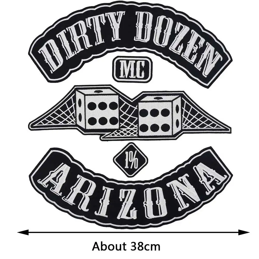 DIRTY DOZEN ARIZONA Embroidered Applique Sewing Label punk Patches Clothes Stickers Apparel Accessories Badge