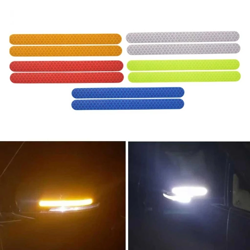 2Pcs/Set Car Reflector Stickers Multi-Colored Automobiles Rearview Mirror Reflective Strip for Auto Exterior Protect Accessories