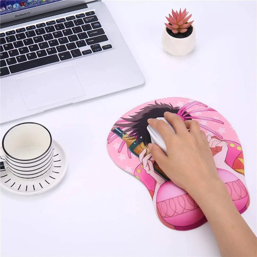 Sovawin JOJO Creative Cartoon Anime Pink3D Mouse Pad Sexy Chest Gel Silicone Mousepad With Wrist Rest Support Soft Breast Mat PC