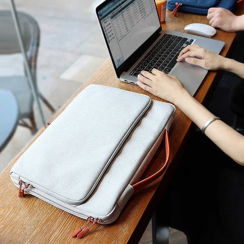 Waterproof Laptop Handbag 13/14/15 inch Notebook Sleeve Bag for Macbook Double Zipper Computer Carrying Bag Briefcase