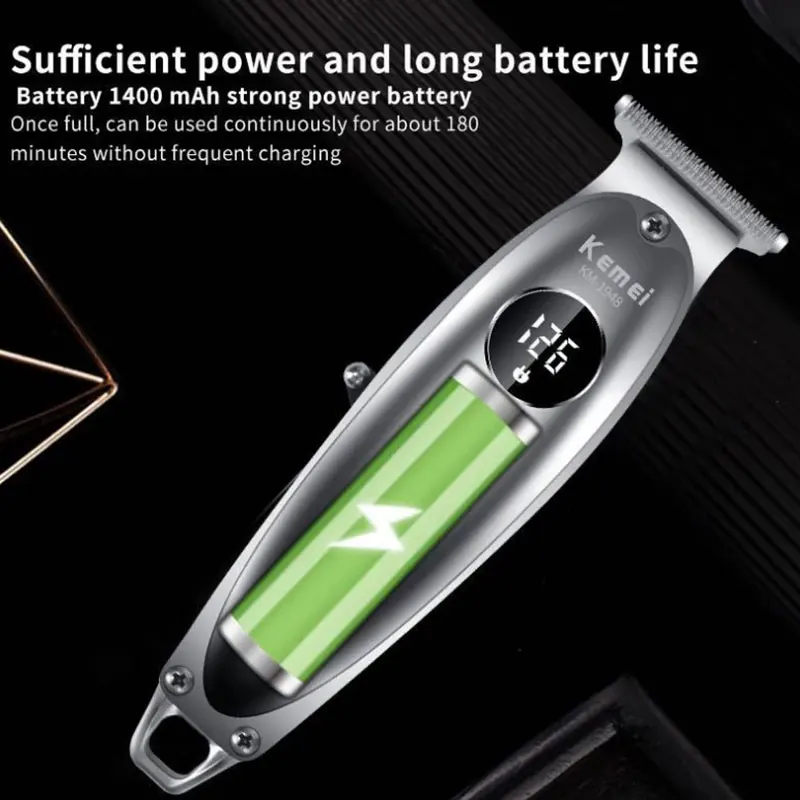 Kemei 1948 LCD Display All Metal Hair Trimmer Professional Electric Beard Clipper Grooming Edge Hair Cut Machine Rechargeable