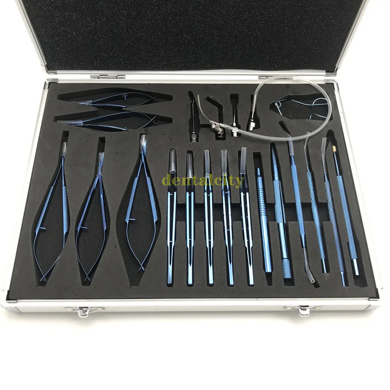 

21PCS Titanium Alloy/Stainless steel Eye Ophthalmic Set Instrument Eye Micro Tweezers Scissors Needle Holder Set Surgical Tools