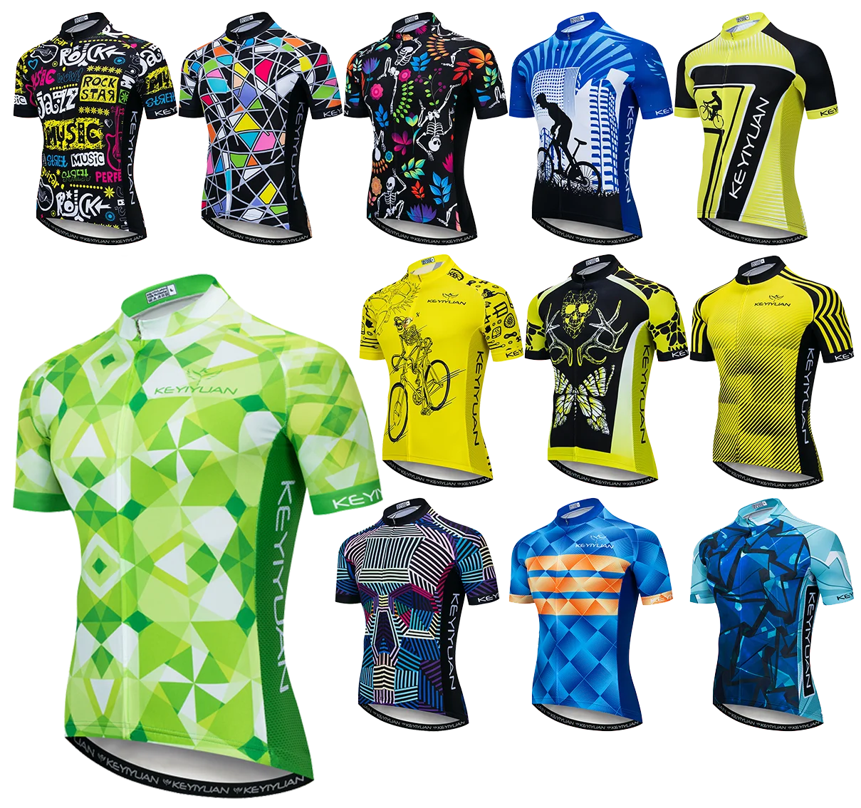 

KEYIYUAN Summer Short Sleeve Bike Clothing Men Funny Cycling Jersey MTB Riding Bicycle Sweat Shirt Polera Ciclismo Hombre