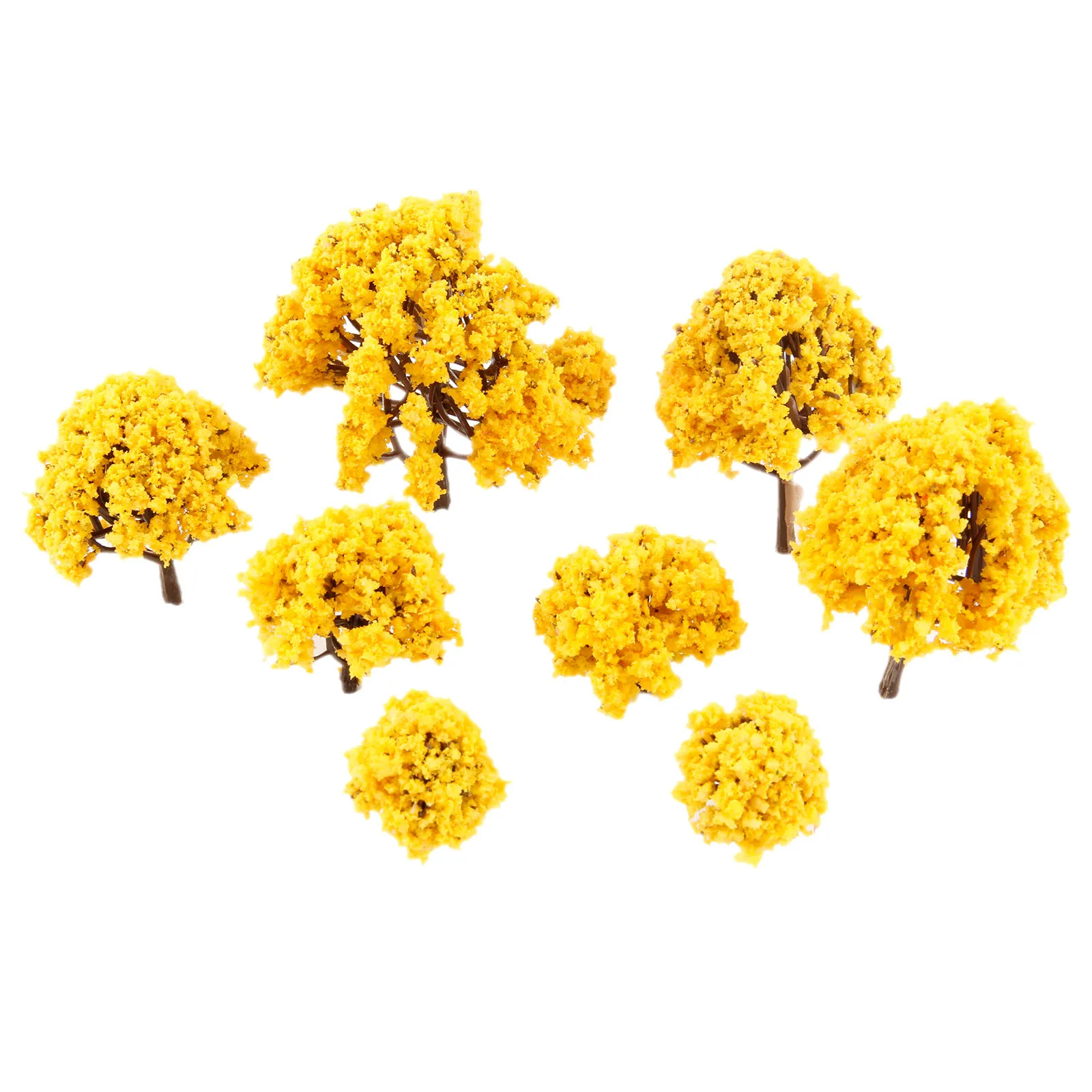 20pcs Model Trees With Orange Flowers 3/4/5/6/8cm Railway Scenery HO OO Model Trees Train Diorama Wargame Autumn Scenery