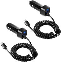 2Pack 2.4A Fast Charging USB C Car Charger Adapter with 3ft Type C Coiled Cable for Samsung Galaxy S20 FE S20 Plus Ultra S10