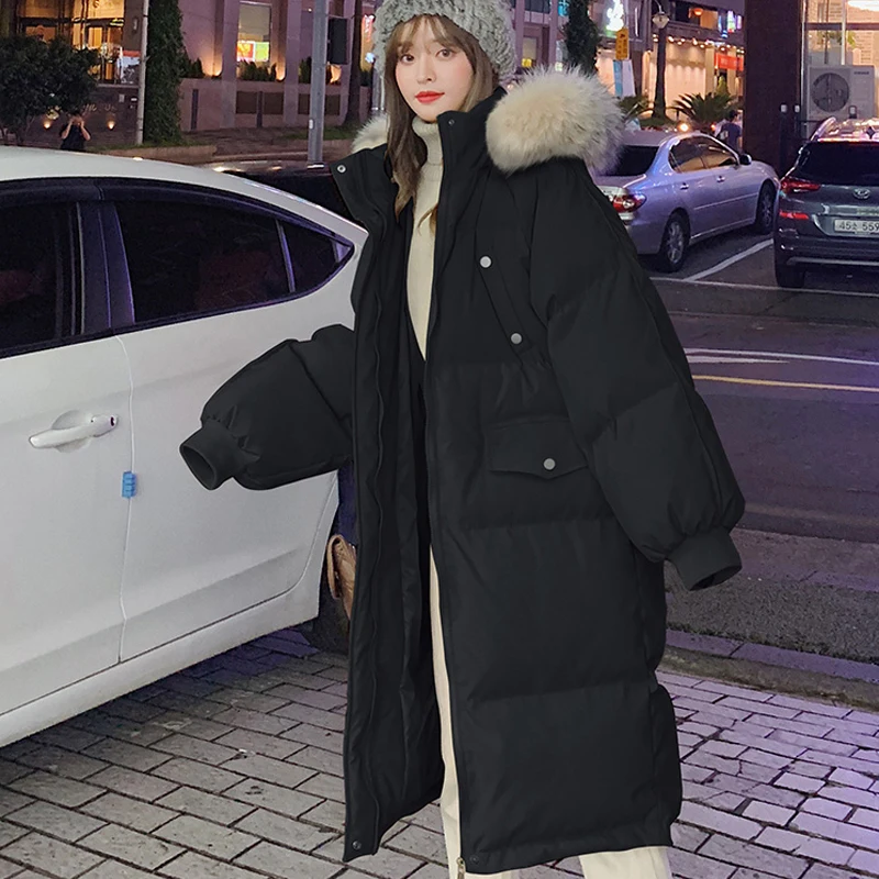 Women\'s Down Jackets Coat Winter Fashion Baggy Thick Warm Bubble Long Oversized Puffer Ladies Coat Cotton Padded Jackets Outwear