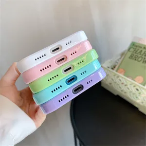 Candy Shockproof Silicone Bumper Phone Case For iPhone 16 15 14 11 12 13 Pro Max XS XR 8 7Plus Transparent Protection Back Cover 10 best sales clear case - №9