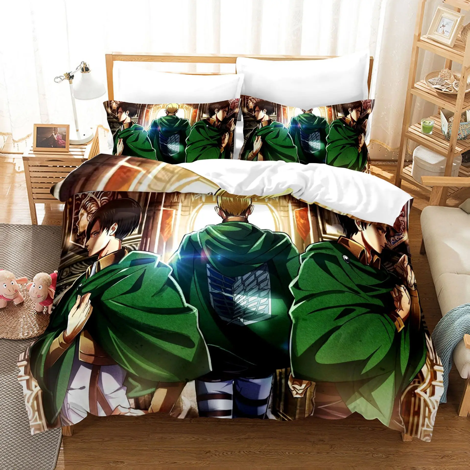 

Cover 3D Anime Printed Bedding Set Include 1 Duvet Cover 2 Pillowcases Microfiber Bedding Set for Kids