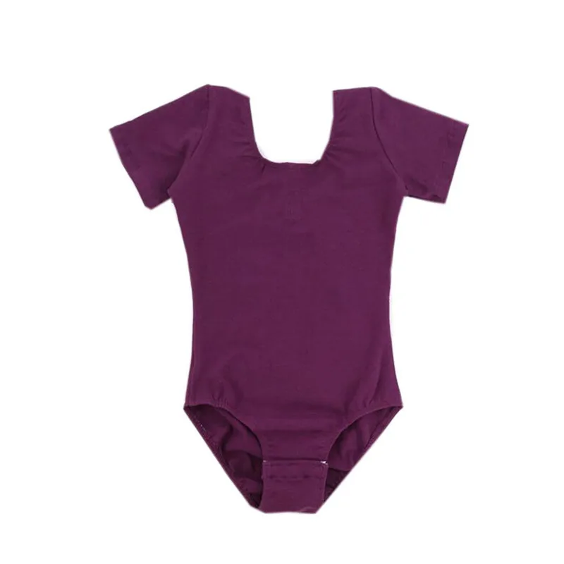 Cheap Girls\' Team Basic Short Sleeve Leotard Ballet Dance Clothing Gymnastics Suit Pink Black Royal Blue 110-170cm Wholesale