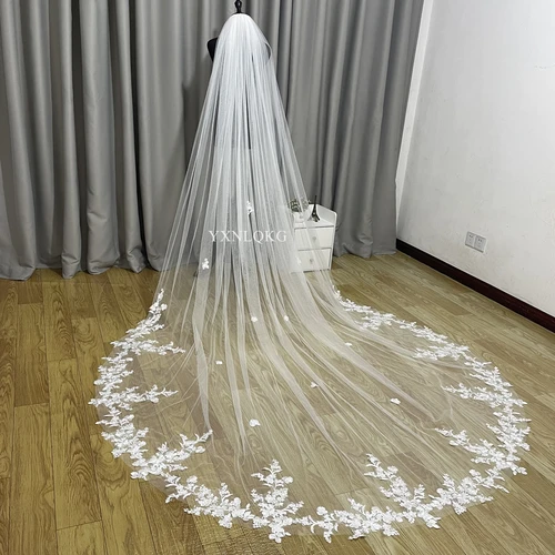 Imagen 2 del producto Velo de novia de boda catedral de 3m, velo blanco marfil de encaje suave con peine, accesorios de boda Veu Velo Noiva, velo personalizado de 3m, 4m y 5m