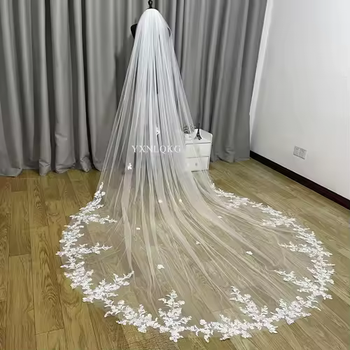 3m Cathedral Wedding Bridal Veil Soft Lace Ivory white Veil with Comb Veu Velo Noiva Wedding accessories 3m 4m 5m Customiz Veil - Image 2