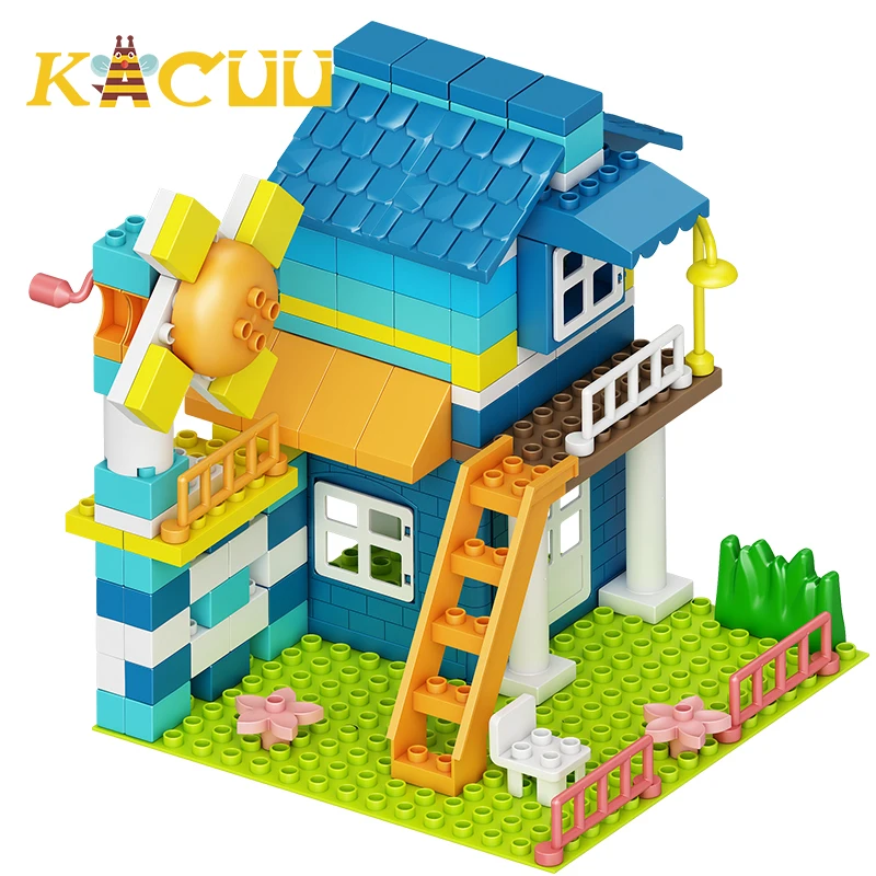 Big Size DIY City Villa Building Blocks Set Block Construction Toys Street View Village Model Children Kids