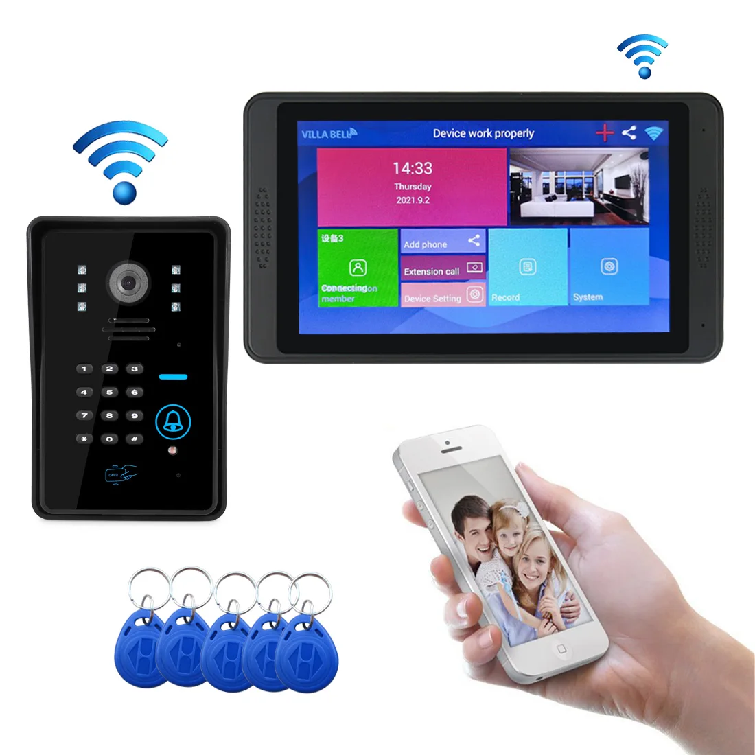 Sysd 7Inch Monitor Wifi Video Intercom Ip Camera Videodoorphone Met Gezichtsherkenning Rfid Unlock Smart Deurbel