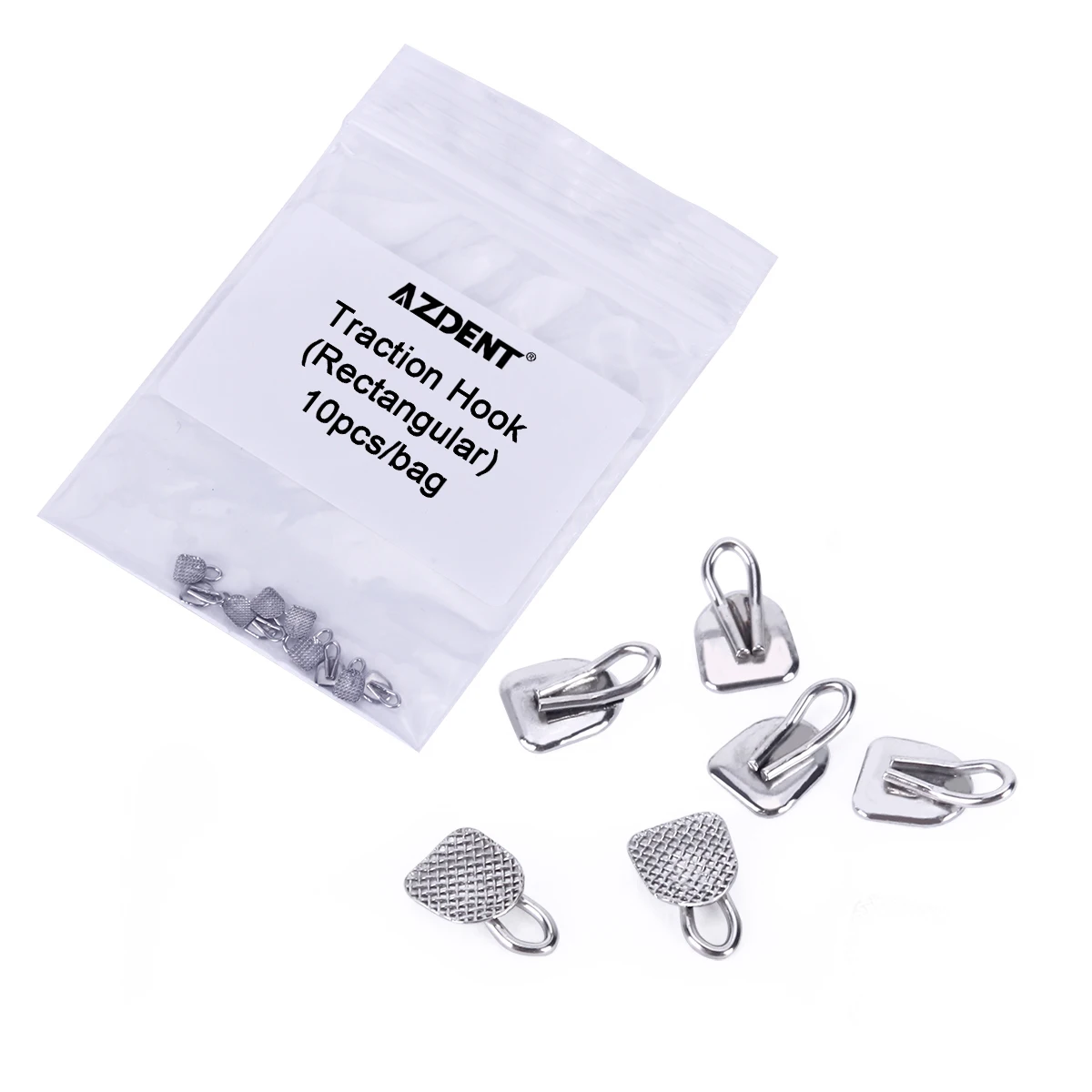 10pcs/bag AZDENT Dental Orthodontic Lingual Button Round/Rectangular Base Bondable Traction Hook Dentists Ortho Material