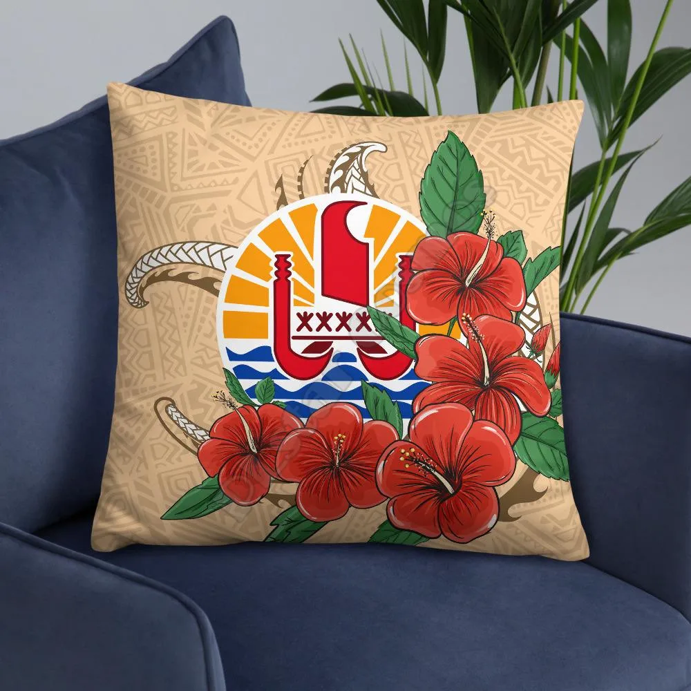 Tahiti Polynesian Pillow Hibiscus Coat of Arm Pillowcases Throw Pillow Cover Home Decoration