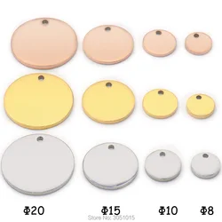 100pcs/Lot Stainless Steel  Dog Id Tag  Necklace Blank Round Plate Stamping Tags  Custom Logo Charms Pet  DIY Jewelry