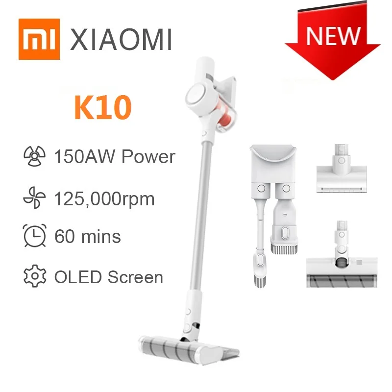 2020 XIAOMI MIJIA Handheld Vacuum Cleaner K10 LCD Household Car Wireless Sweeping 20KPa Cyclone Suction Multifunctional Brush