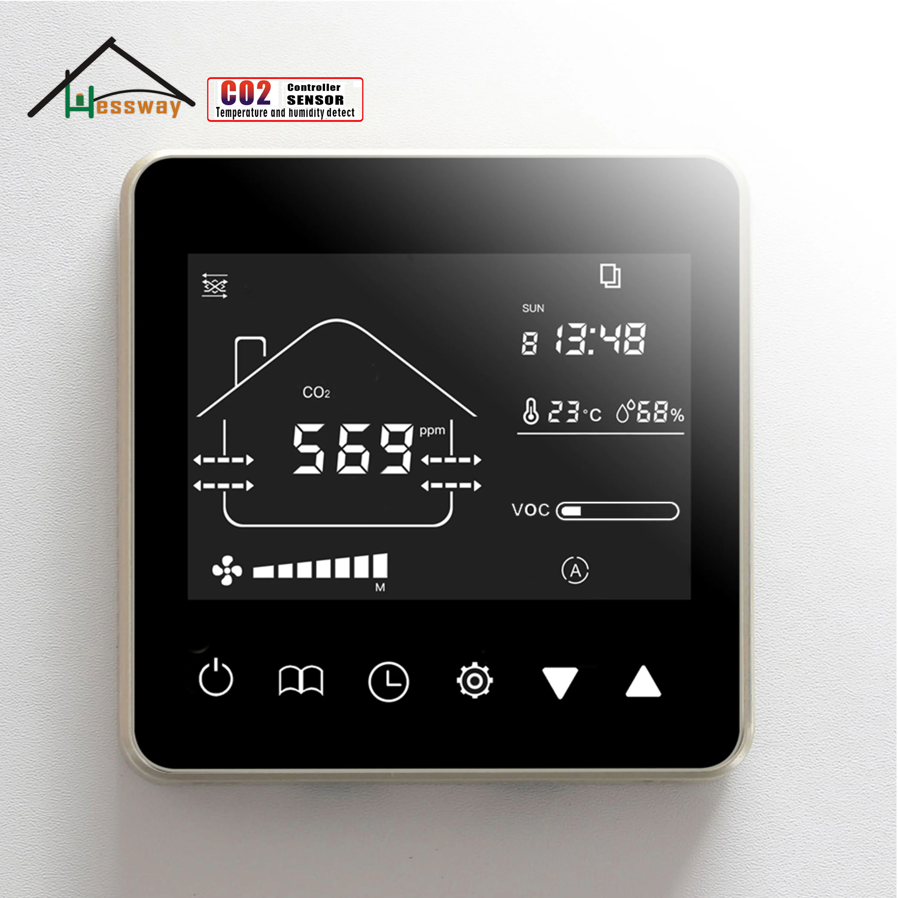 Imagem -04 - Máquina com Sensor de Umidade e Temperatura Ligação Sensor para Monitor de Qualidade do ar Regulador de Dióxido de Carbono Ventilador e Válvula 010v Rs485 Hessway-co2