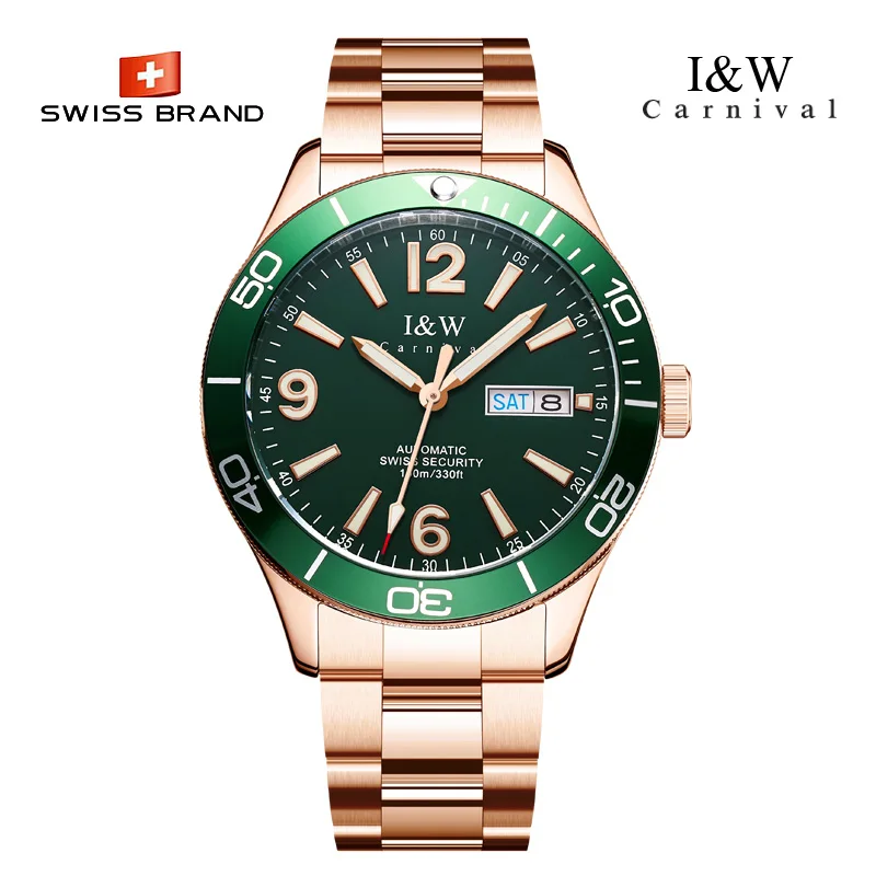 Switzerland I&W Sapphire Glass 41MM Ceramic Mechanical Watches 100m Waterproof Classic Fashion Luxury Automatic Watch Relogio