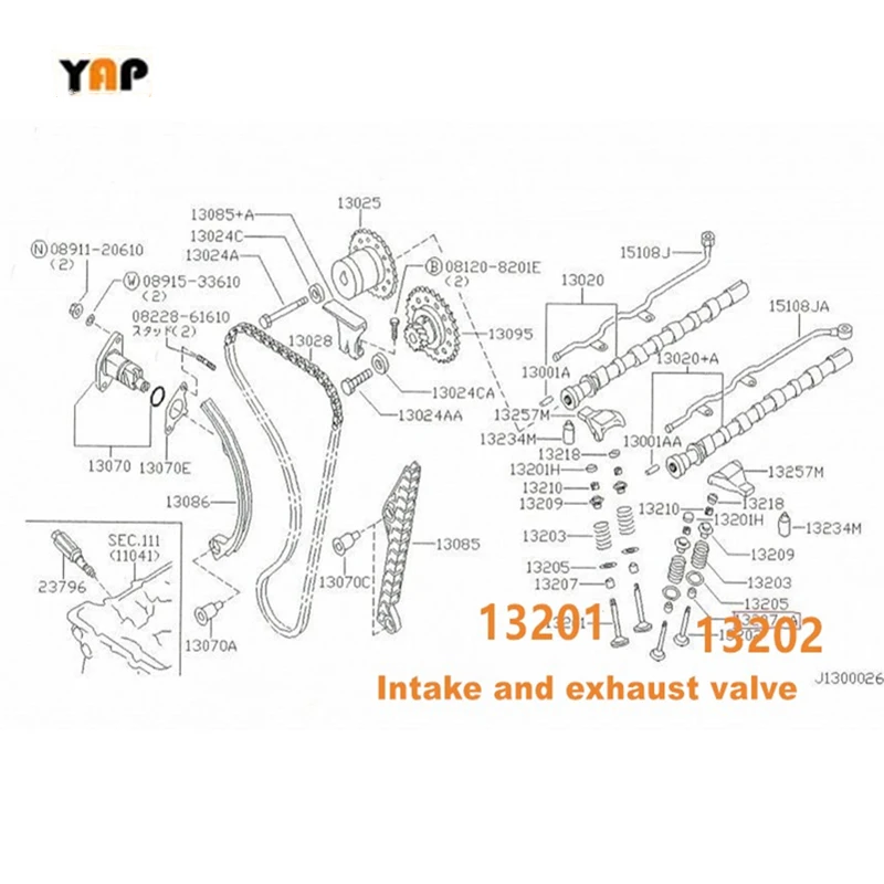 16 PCS Intake and exhaust valve  Fit For NISSAN JUKE PULSAR Qashqai J11 F15 C13 HRA2DDT 1.2L 13201-00Q0M 13202-00Q0N 2013-2022