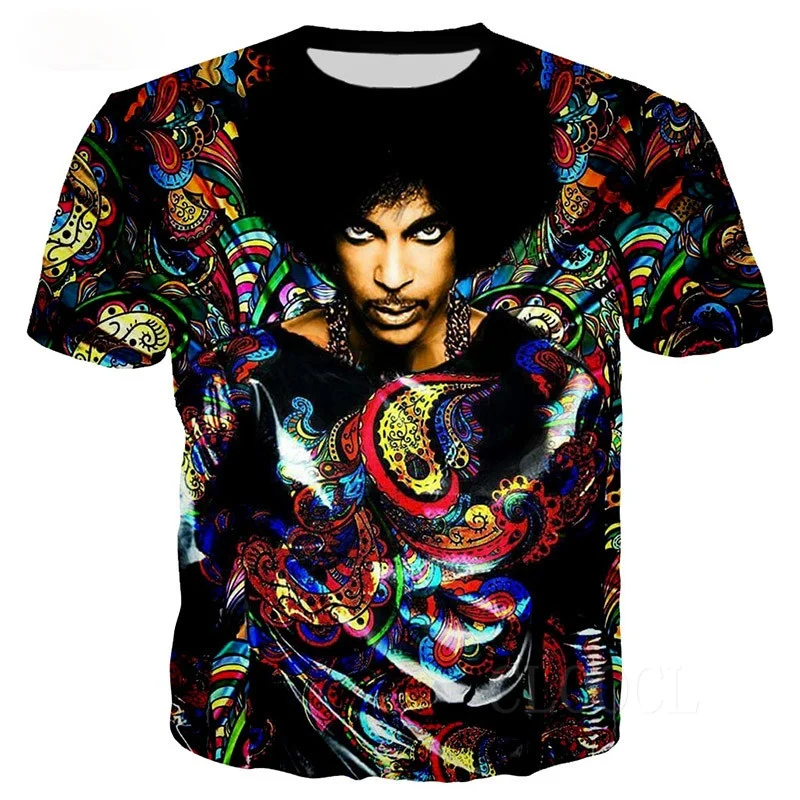 Summer Hot Sale Singer Prince Rogers Nelson 3d Printed T-shirt Fashion Casual Hip-hop Harajuku Short Sleeve Round Neck Tops