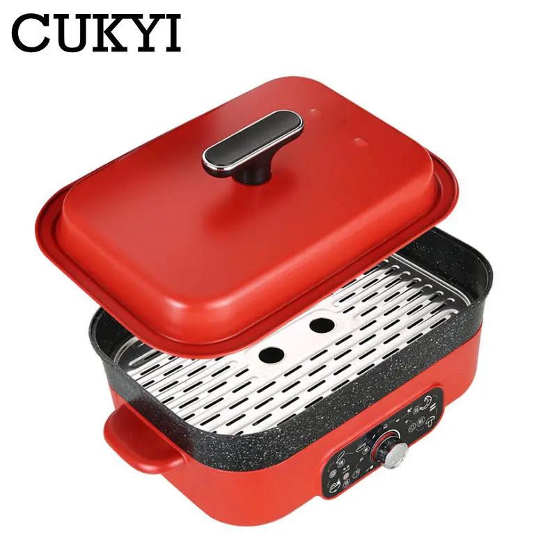 CUKYI 5.5L 1400W wielofunkcyjny kuchenka elektryczna parowar garnek do gotowania grill hotpot zupa gulasz śniadanie domowe wszystko W 1