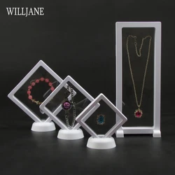 3D Schwimm Bild Rahmen Shadow Box Schützen Ring Ohrringe Schmuck Display Stand Anhänger Halskette Halter Edelstein Steine Lagerung Fall
