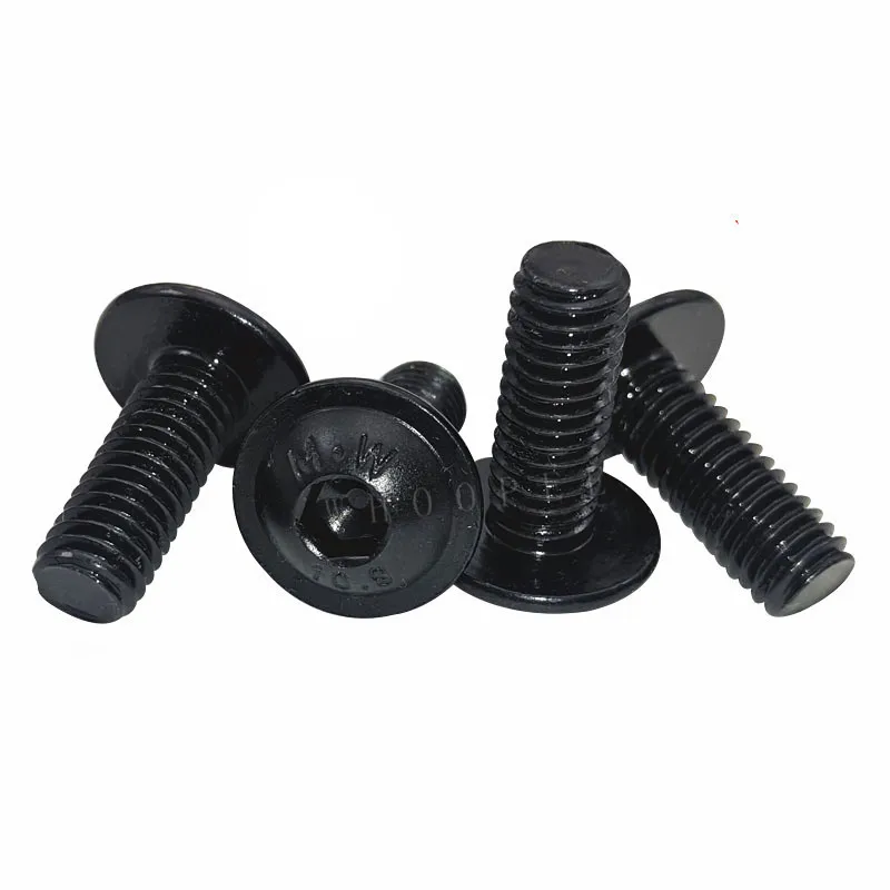 

5-10PCS M4 M5 M6 M8 M10 Bolt Socket Flange Button Head Screws 10.9 High Tensile Black Allen Bolts GB7380.2 L=10-30mm