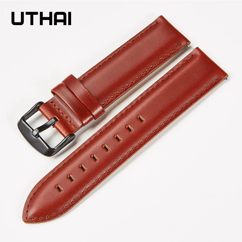 UTHAI P100 Watchbands leather watch strap Quick release spring bar 22mm watch band for galaxy watch 46mm/Huawei watch GT