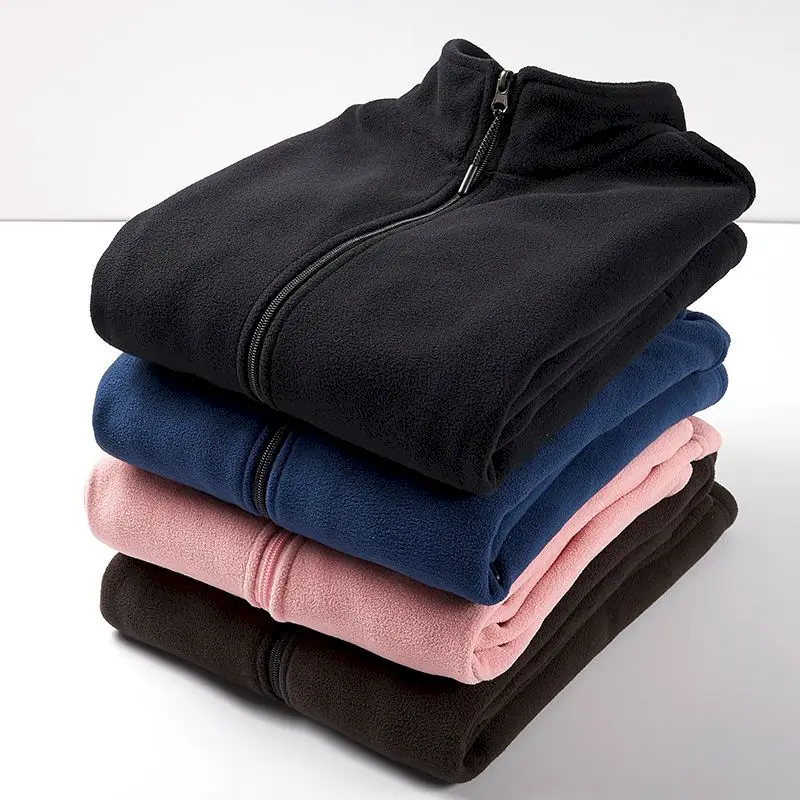 

Fonekie Outdoor Fleece Jackets Men Autumn Winter Polar Fleece Liner Women Warmth Velvet Thick Cardigan Double-sided Fleece Coat