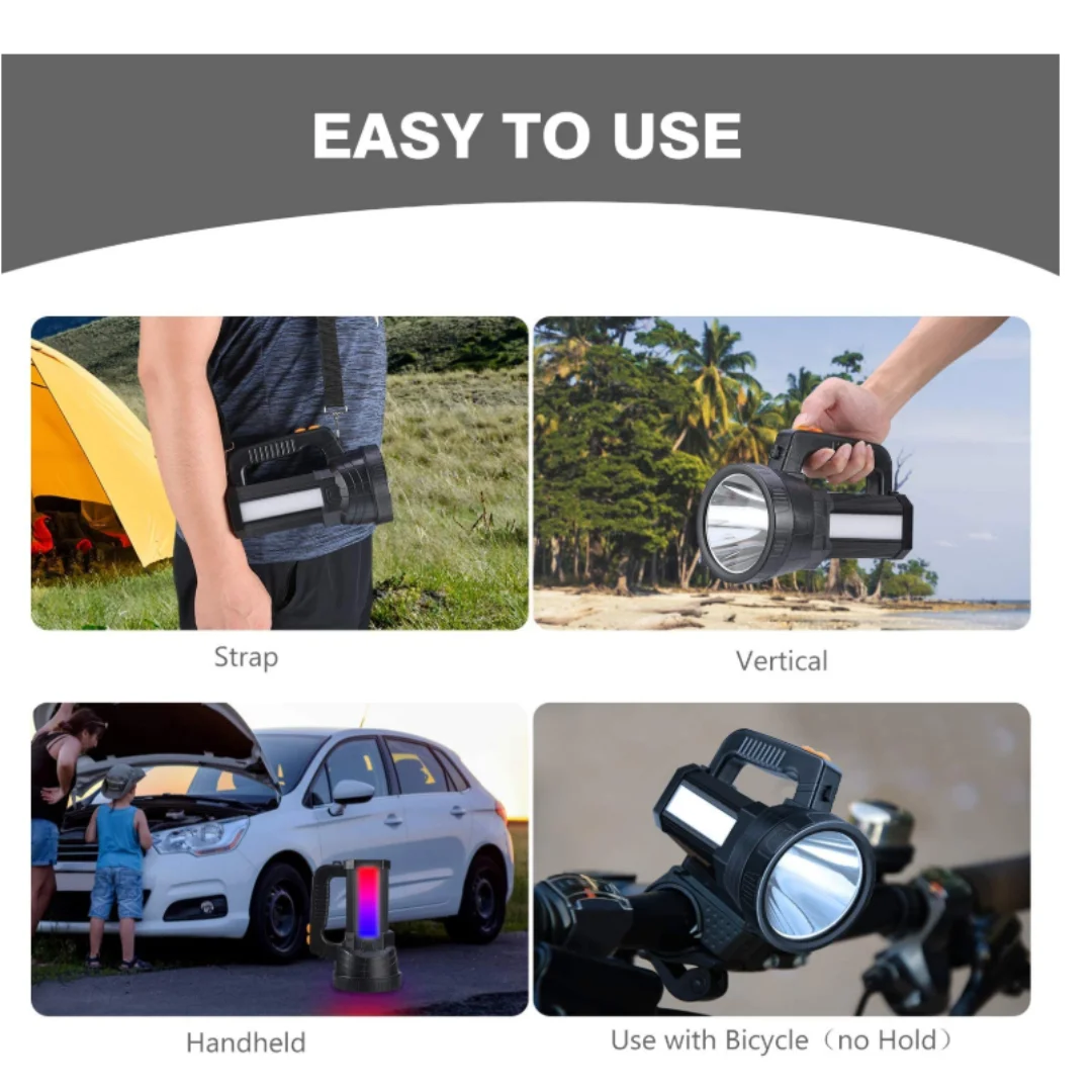 Spotlight Super Bright LED Handheld Flashlight 6000 Lumen Super Bright Waterproof 6 Lighting Modes